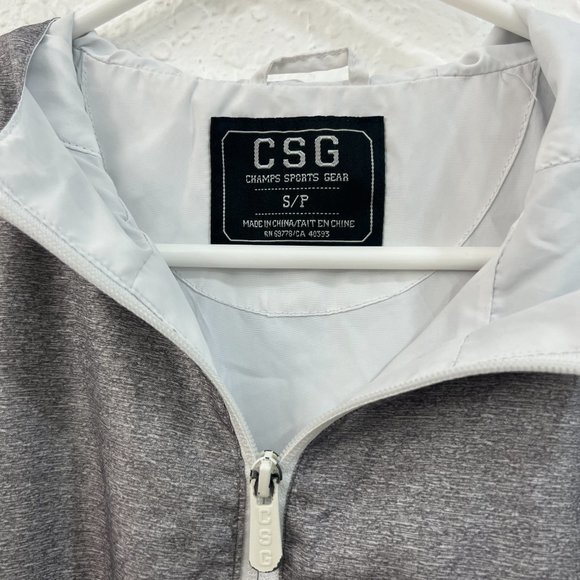 Men CSG Long Sleeve Full Zip Outsider Hooded White Windbreaker Jacket SMALL - Picture 2 of 6